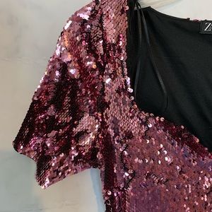ZARA Pink Sequin Minidress Bodycon